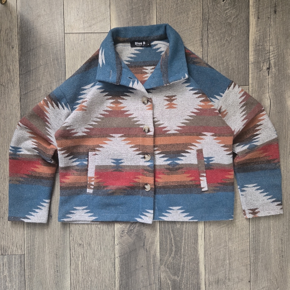 Blue and Multicolor Patterned Jacket - image 1